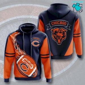 Chicago Bears Fire Rugby NFL Gifts Limited Design 3D Hoodie All Over Printed