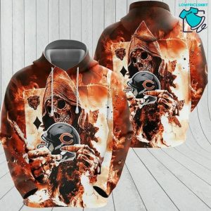 Chicago Bears Flame Skull NFL Gifts For Fan Limited Design All Over Print 3D Hoodie