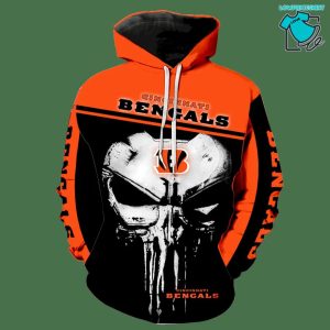 Cincinnati Bengals The Punisher NFL Gifts For Fan Limited Design 3D Hoodie For Fan All Over Printed