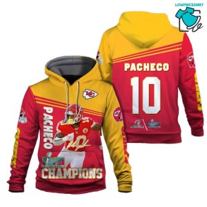 Isiah Pacheco 10 Kansas City Chiefs Super Bowl Champion 2023 Afc Champions Unisex 3D Hoodie
