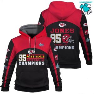 Jones 95 Kansas City Chiefs Super Bowl Champion 2023 Unisex 3D Hoodie
