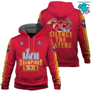 Mahomes Kelce Pacheco Silence The Haters Kansas City Chiefs Super Bowl Champion 2023 Unisex 3D Hoodie