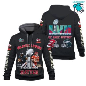 Patrick Mahomes Vs Jalen Hurts Black Lives Matter We Make History Kansas City Chiefs Super Bowl Champion 2023 Unisex 3D Hoodie