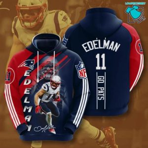 Edelman Go Pats Signature New Patriots Signature, 3D Hoodie NFL Gift Ideas For Football Fans
