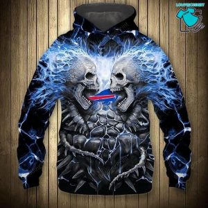 Electric Buffalo Bills Skull, 3D Hoodie NFL Gift Ideas For Football Fans