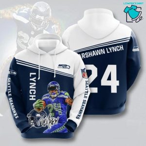 Marshawn Lynch Signature Seattle Seahawks, 3D Hoodie NFL Gift Ideas For Football Fans