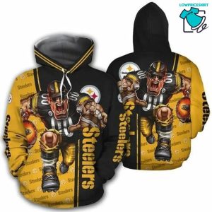 Mascot Running Pittsburgh Steelers, 3D Hoodie NFL Gift Ideas For Football Fans