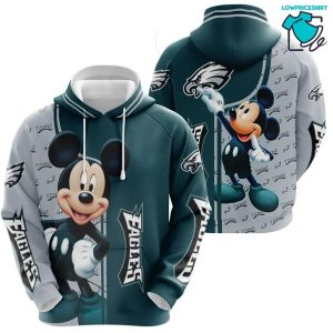 Mickey Mouse Paints Philadelphia Eagles Football, 3D Hoodie NFL Gift Ideas For Football Fans