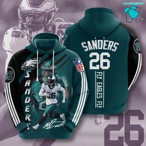 Miles Sanders Fly Eagles Fly Signature Philadelphia Eagles, 3D Hoodie NFL Gift Ideas For Football Fans
