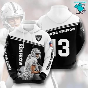 Oakland Raiders 13 Hunter Renfrow Signature, 3D Hoodie NFL Gift Ideas For Football Fans