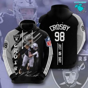 Oakland Raiders 98 Maxx Crosby Signature Just Win, 3D Hoodie NFL Gift Ideas For Football Fans