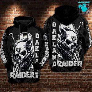 Oakland Raiders Football Skull Warrior Oakland Raiders Oakland Raiders, 3D Hoodie NFL Gift Ideas For Football Fans