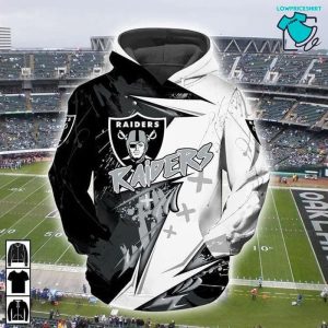 Oakland Raiders Football White Black, 3D Hoodie NFL Gift Ideas For Football Fans