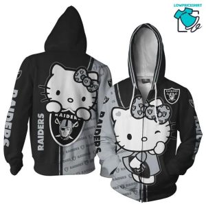Oakland Raiders Hello Kitty Fan T L191, 3D Hoodie NFL Gift Ideas For Football Fans
