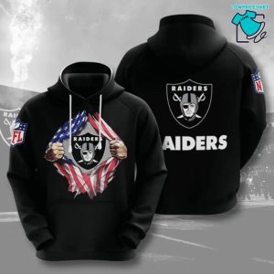Oakland Raiders Logo American Flag, 3D Hoodie NFL Gift Ideas For Football Fans