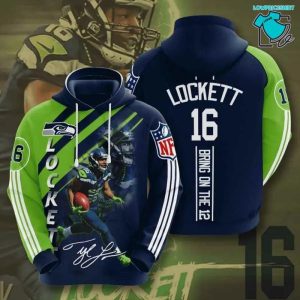 Philadelphia Eagles 16 Tyler Lockett Signature Bring On The 12, 3D Hoodie NFL Gift Ideas For Football Fans