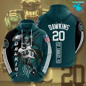 Philadelphia Eagles 20 Brian Dawkins Signature Fly Eagles Fly, 3D Hoodie NFL Gift Ideas For Football Fans