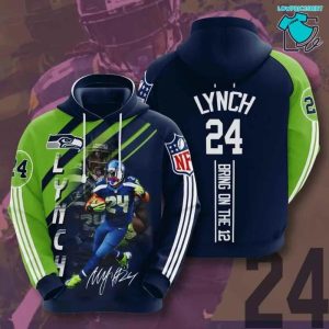 Philadelphia Eagles 24 Marsshawn Lynch Signature Bring On The 12, 3D Hoodie NFL Gift Ideas For Football Fans