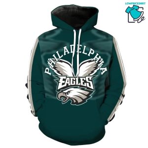 Philadelphia Eagles 3D Pullover Footballs, 3D Hoodie NFL Gift Ideas For Football Fans