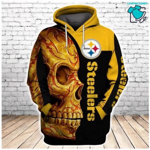 Pittsburgh Steeler Yellow Steelers Tribal Skull, 3D Hoodie NFL Gift Ideas For Football Fans