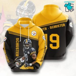 Pittsburgh Steelers 19 Smith Schuster, 3D Hoodie NFL Gift Ideas For Football Fans