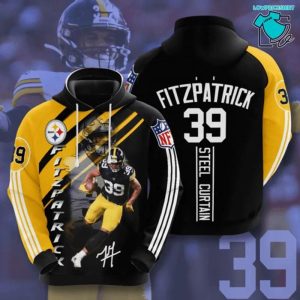 Pittsburgh Steelers 39 Minkah Fitzpatrick Signature Steel Curtain, 3D Hoodie NFL Gift Ideas For Football Fans