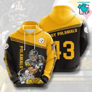Pittsburgh Steelers 43 Troy Polamalu Signature, 3D Hoodie NFL Gift Ideas For Football Fans