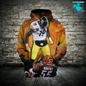 Pittsburgh Steelers 55 Burfict 19 Ju Ju Smith, 3D Hoodie NFL Gift Ideas For Football Fans