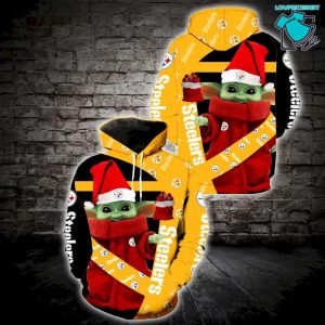 Pittsburgh Steelers Baby Yoda Christmas, 3D Hoodie NFL Gift Ideas For Football Fans