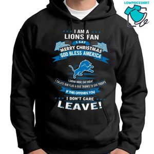 A Detroit Lions Fan Merry Christmas God Bless America T-Shirt
